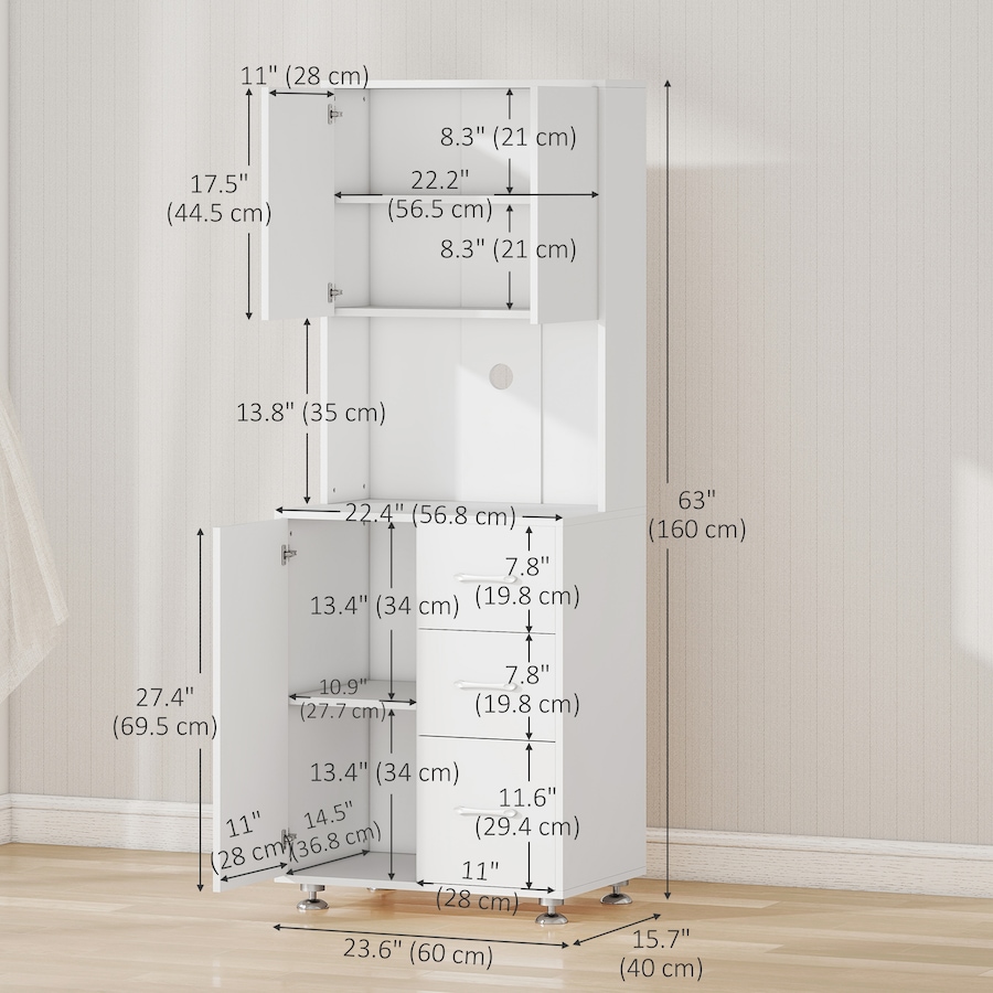 Image 997429_ALTMORE2.jpg, Product 997-429 / Price $204.99, HOMCOM Modern Kitchen Cupboard Storage Organizer Microwave Cabinet, White from HOMCOM on TSC.ca's Home & Garden department