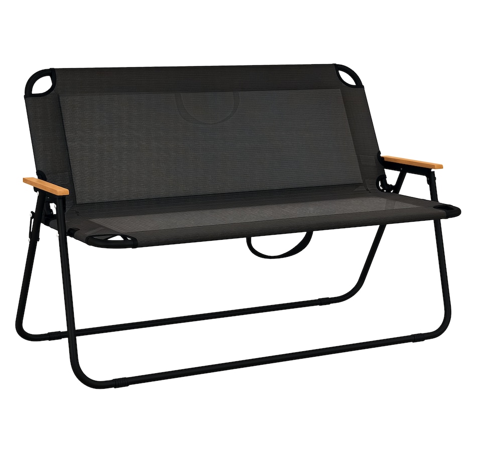 Image 997436.png, Product 997-436 / Price $89.99, Outsunny Folding Patio Bench for 2 People with Armrest, Mesh Fabric Seat from Outsunny on TSC.ca's Home & Garden department
