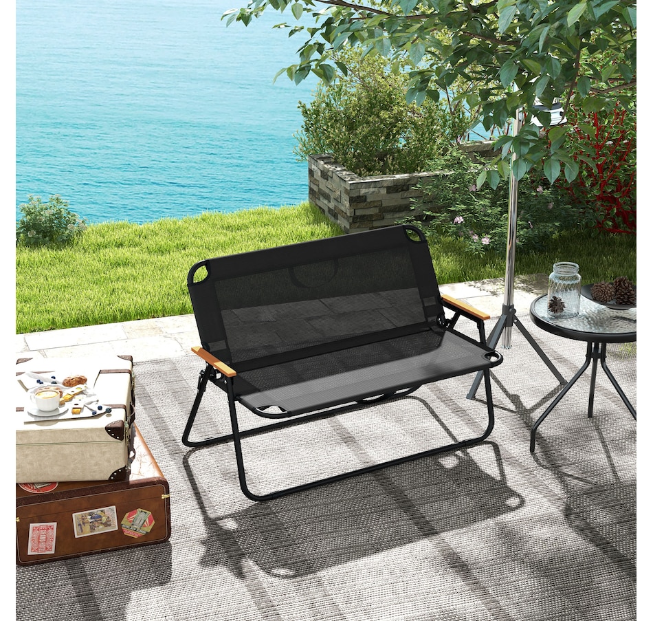 Image 997436_ALTMORE1.jpg, Product 997-436 / Price $89.99, Outsunny Folding Patio Bench for 2 People with Armrest, Mesh Fabric Seat from Outsunny on TSC.ca's Home & Garden department