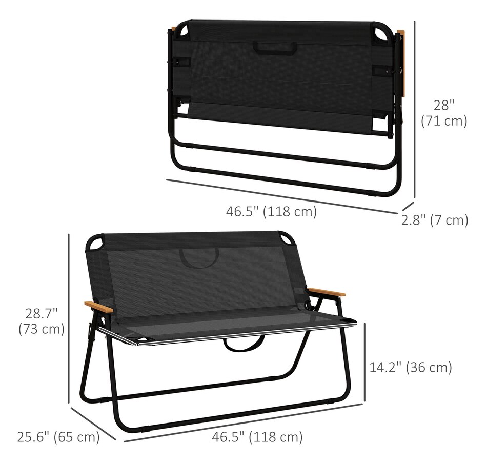 Image 997436_ALTMORE2.jpg, Product 997-436 / Price $89.99, Outsunny Folding Patio Bench for 2 People with Armrest, Mesh Fabric Seat from Outsunny on TSC.ca's Home & Garden department