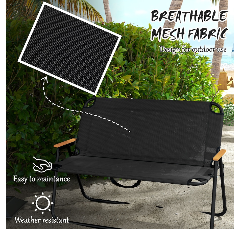 Image 997436_ALTMORE4.jpg, Product 997-436 / Price $89.99, Outsunny Folding Patio Bench for 2 People with Armrest, Mesh Fabric Seat from Outsunny on TSC.ca's Home & Garden department