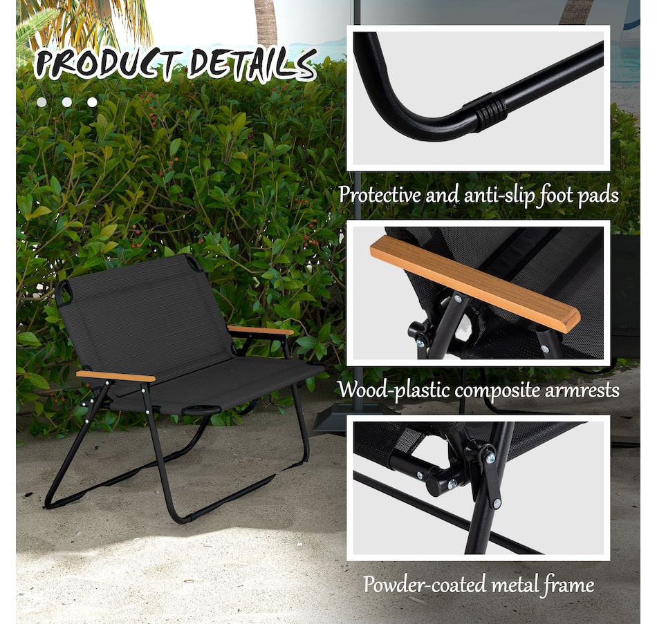 Image 997436_ALTMORE5.jpg, Product 997-436 / Price $89.99, Outsunny Folding Patio Bench for 2 People with Armrest, Mesh Fabric Seat from Outsunny on TSC.ca's Home & Garden department