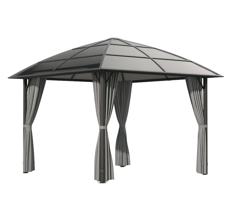 Image 997438.png, Product 997-438 / Price $649.99, Outsunny 10' x 10' Hardtop Gazebo with UV60+ Polycarbonate Roof & Curtains from Outsunny on TSC.ca's Home & Garden department