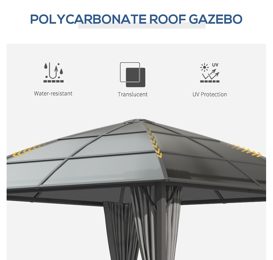 Image 997438_ALTMORE3.jpg, Product 997-438 / Price $649.99, Outsunny 10' x 10' Hardtop Gazebo with UV60+ Polycarbonate Roof & Curtains from Outsunny on TSC.ca's Home & Garden department