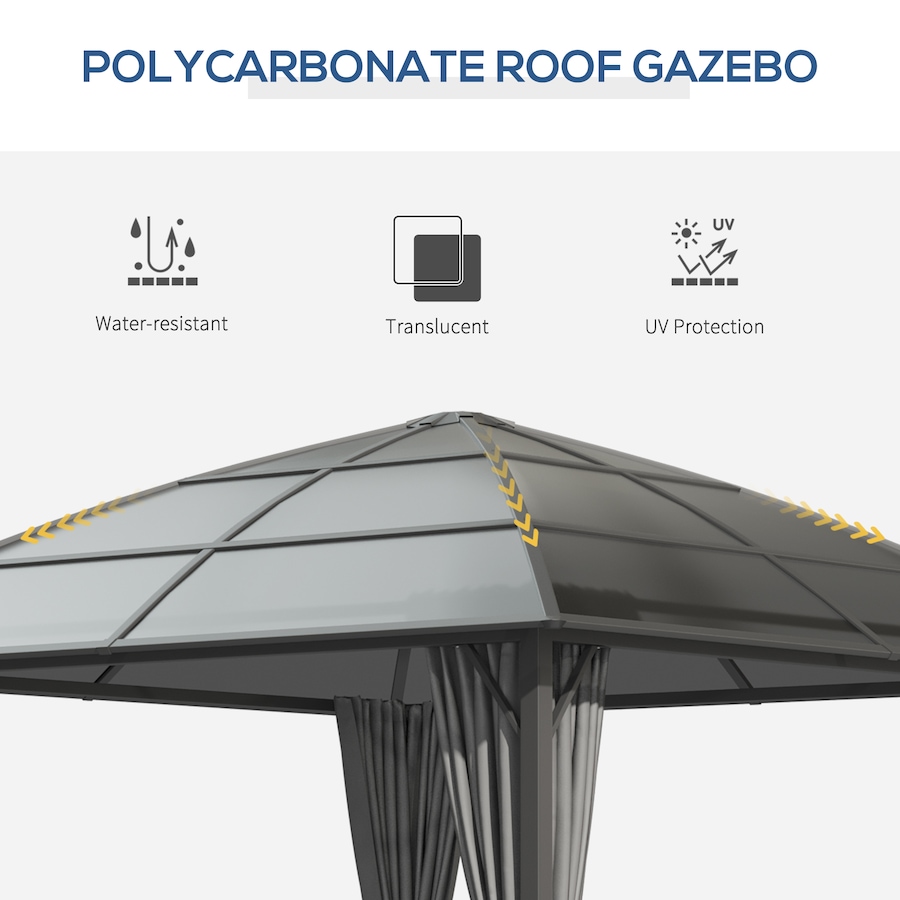 Image 997438_ALTMORE3.jpg, Product 997-438 / Price $699.99, Outsunny 10' x 10' Hardtop Gazebo with UV60+ Polycarbonate Roof & Curtains from Outsunny on TSC.ca's Home & Garden department