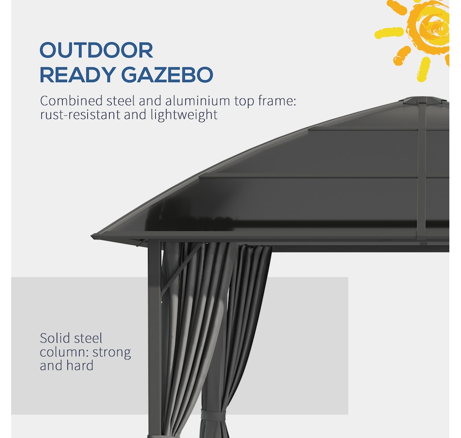 Image 997438_ALTMORE4.jpg, Product 997-438 / Price $649.99, Outsunny 10' x 10' Hardtop Gazebo with UV60+ Polycarbonate Roof & Curtains from Outsunny on TSC.ca's Home & Garden department