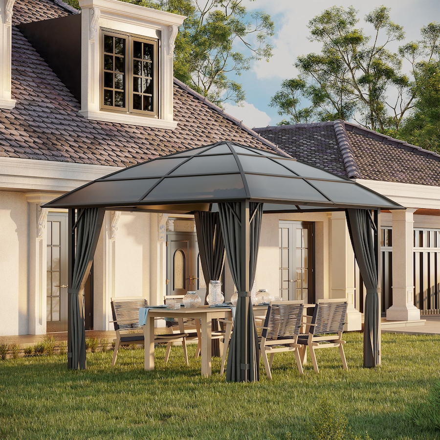 Image 997438_ALTMORE9.jpg, Product 997-438 / Price $699.99, Outsunny 10' x 10' Hardtop Gazebo with UV60+ Polycarbonate Roof & Curtains from Outsunny on TSC.ca's Home & Garden department