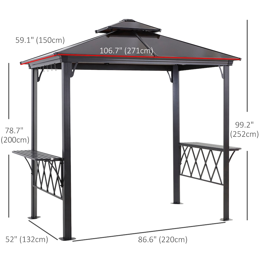 Image 997441_ALTMORE2.jpg, Product 997-441 / Price $504.99, Outsunny 9' x 5' Grill Gazebo, BBQ Canopy with 2-Tier PC Roof, Shelves from Outsunny on TSC.ca's Home & Garden department