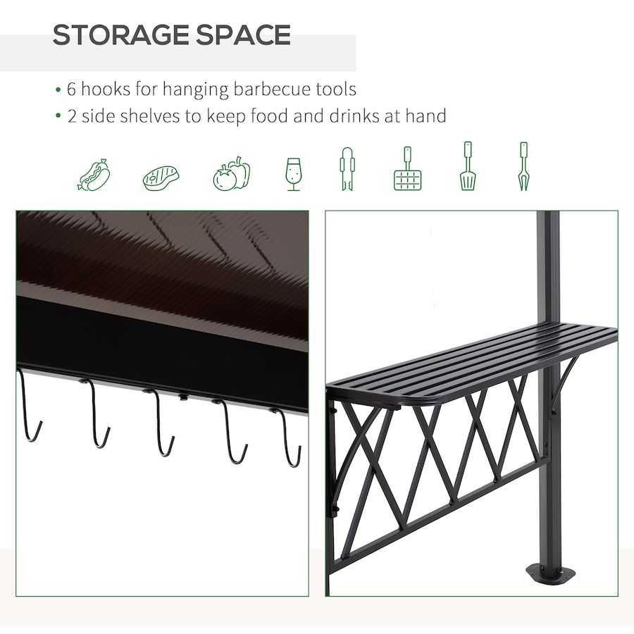Image 997441_ALTMORE4.jpg, Product 997-441 / Price $504.99, Outsunny 9' x 5' Grill Gazebo, BBQ Canopy with 2-Tier PC Roof, Shelves from Outsunny on TSC.ca's Home & Garden department