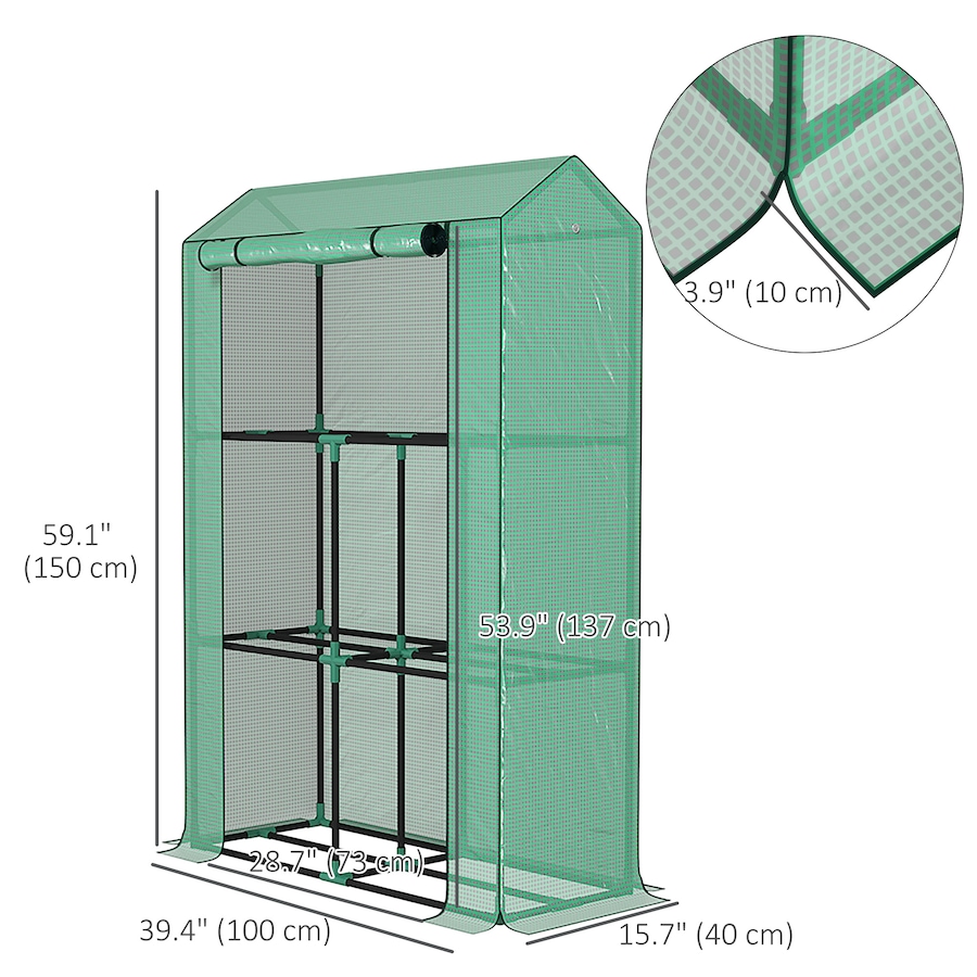 Image 997442_ALTMORE2.jpg, Product 997-442 / Price $55.99, Outsunny Mini Greenhouse with 3 Tier Shelves, Roll-Up Door, Green from Outsunny on TSC.ca's Home & Garden department