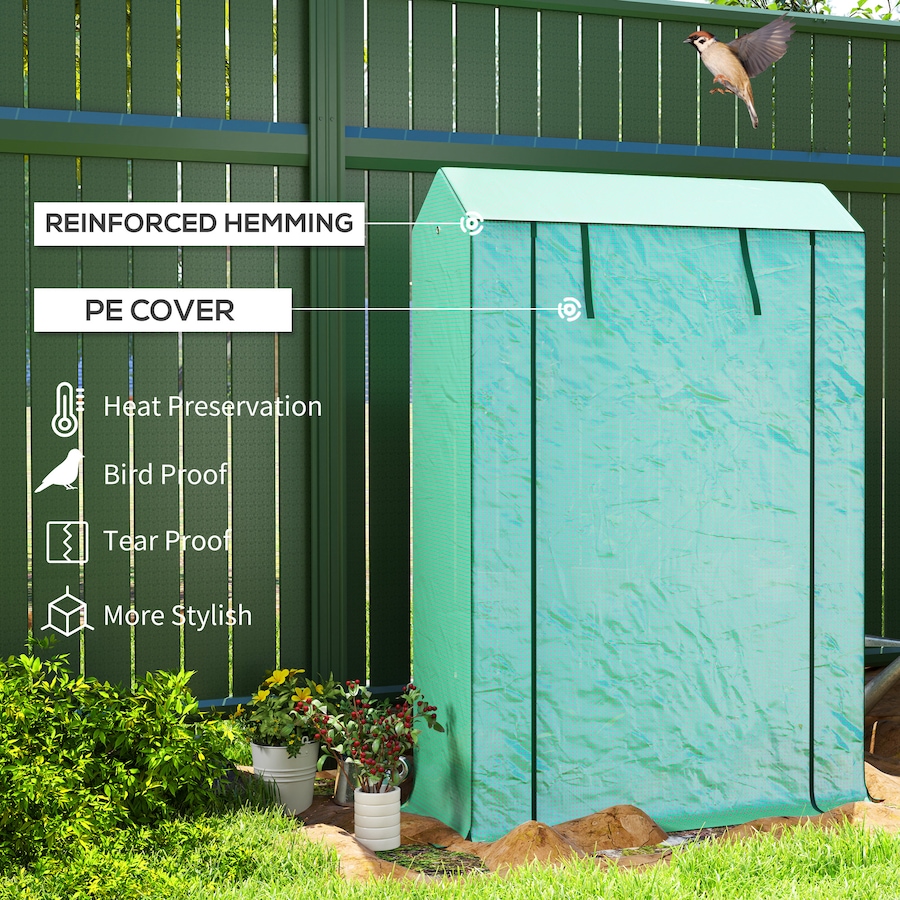 Image 997442_ALTMORE3.jpg, Product 997-442 / Price $55.99, Outsunny Mini Greenhouse with 3 Tier Shelves, Roll-Up Door, Green from Outsunny on TSC.ca's Home & Garden department