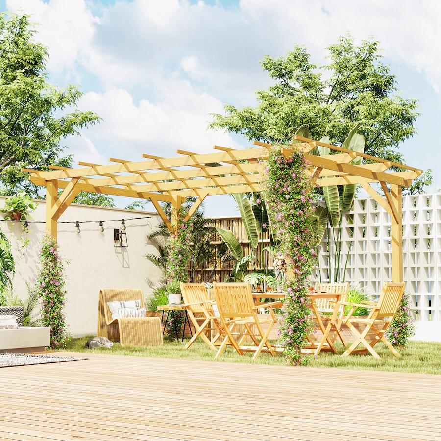Image 997444_ALTMORE1.jpg, Product 997-444 / Price $369.99, Outsunny 10' x 13' Pergola, Fir Wood Gazebo Grape Trellis, Nature Wood from Outsunny on TSC.ca's Home & Garden department
