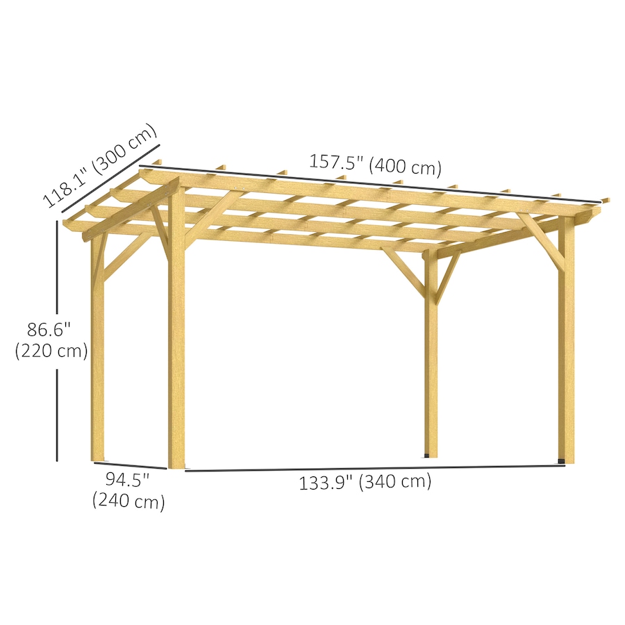 Image 997444_ALTMORE2.jpg, Product 997-444 / Price $369.99, Outsunny 10' x 13' Pergola, Fir Wood Gazebo Grape Trellis, Nature Wood from Outsunny on TSC.ca's Home & Garden department