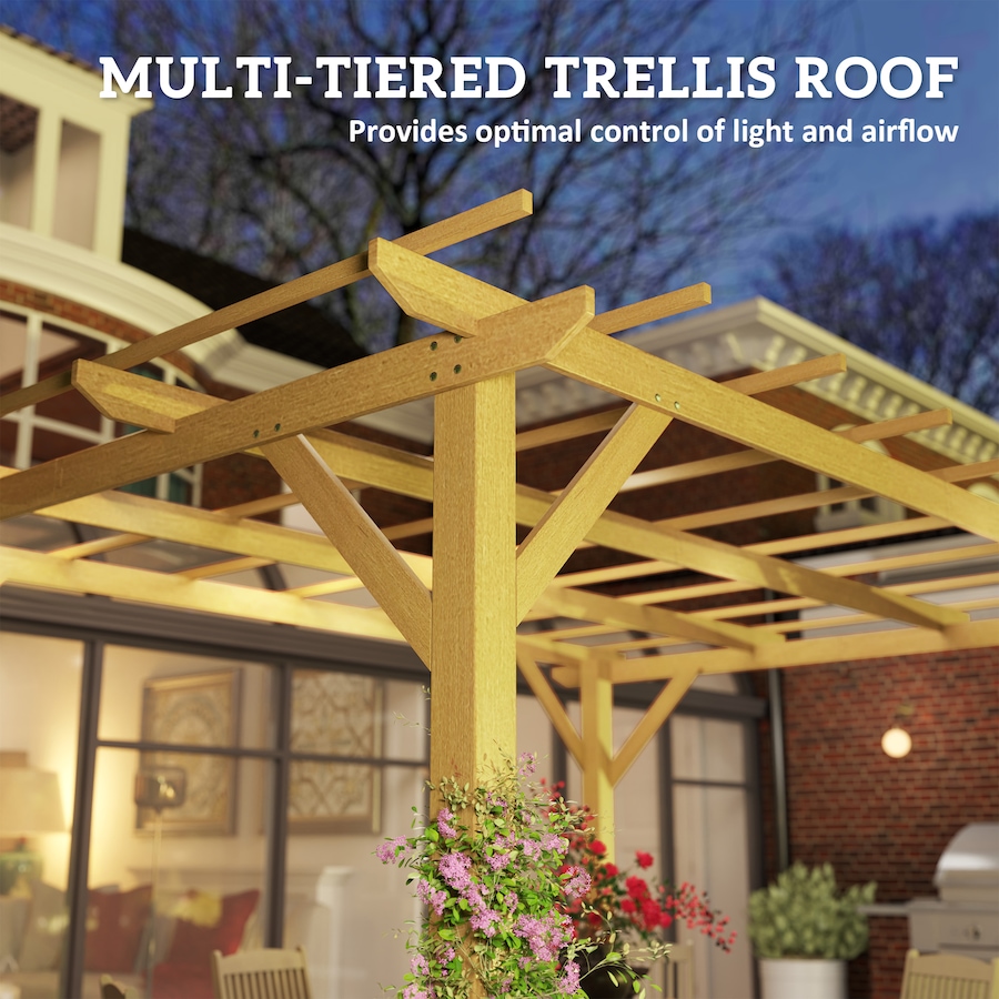 Image 997444_ALTMORE4.jpg, Product 997-444 / Price $369.99, Outsunny 10' x 13' Pergola, Fir Wood Gazebo Grape Trellis, Nature Wood from Outsunny on TSC.ca's Home & Garden department
