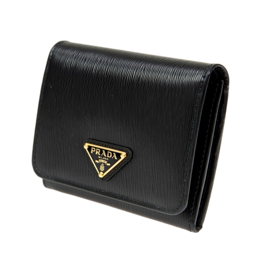 Image 997450_ALTMORE10.jpg, Product 997-450 / Price $1,193.00, Prada Vitello Move Trifold Compact Wallet Black Leather Triangle Plaque from Prada on TSC.ca's Fashion department