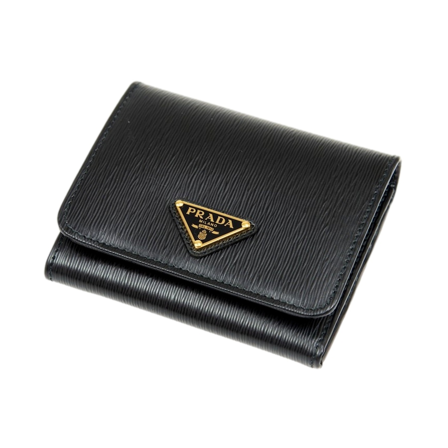 Image 997450_ALTMORE12.jpg, Product 997-450 / Price $1,193.00, Prada Vitello Move Trifold Compact Wallet Black Leather Triangle Plaque from Prada on TSC.ca's Fashion department