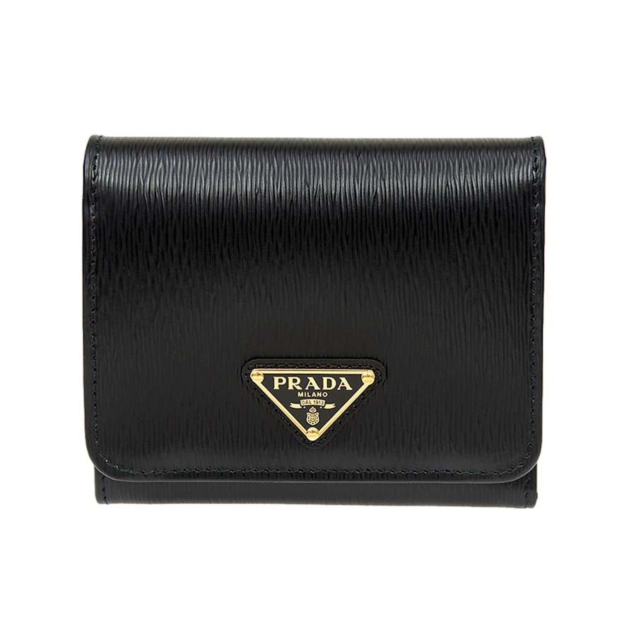 Image 997450_ST01.jpg, Product 997-450 / Price $1,193.00, Prada Vitello Move Trifold Compact Wallet Black Leather Triangle Plaque from Prada on TSC.ca's Fashion department