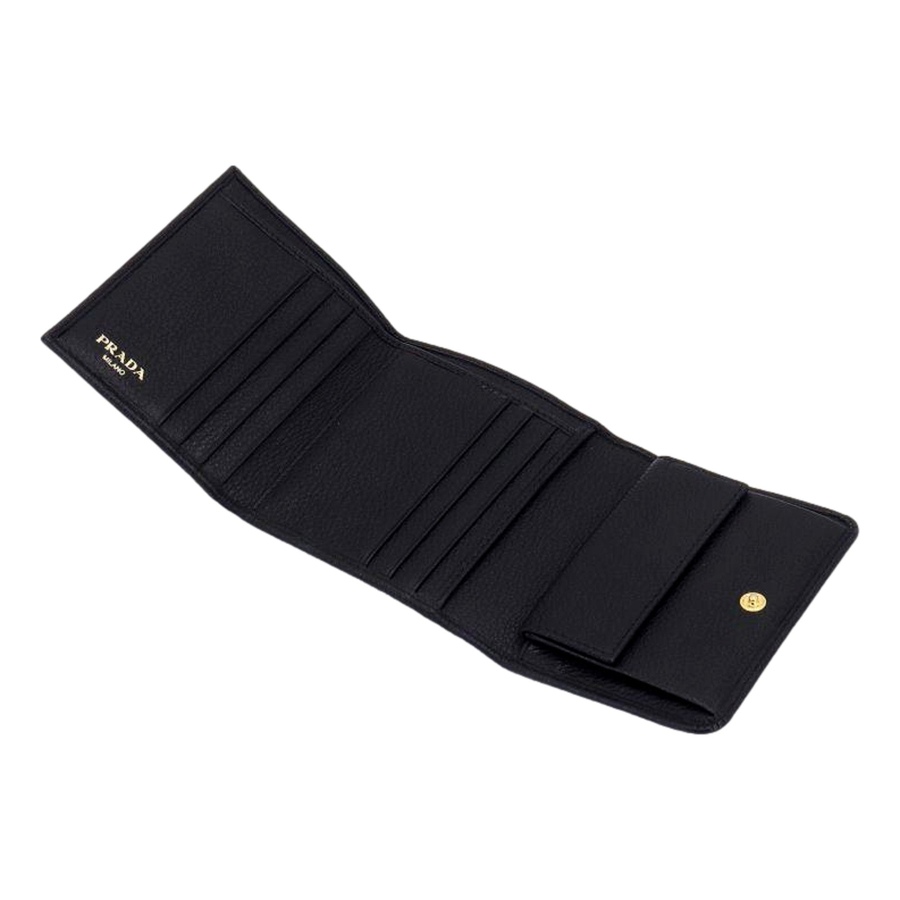 Image 997457_ALTMORE1.jpg, Product 997-457 / Price $1,423.00, Prada Vitello Grain Black Trifold Compact Wallet Leather Logo Plaque from Prada on TSC.ca's Fashion department