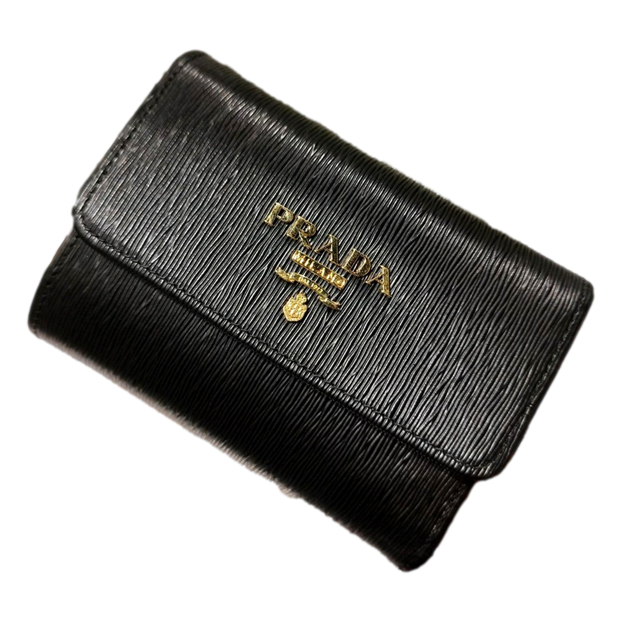 PRADA 2MM935 SAFFIANO TRAMO NERO ケース Prada Vitello Move Nero Black Trifold Coin Zipper Snap Card Holder