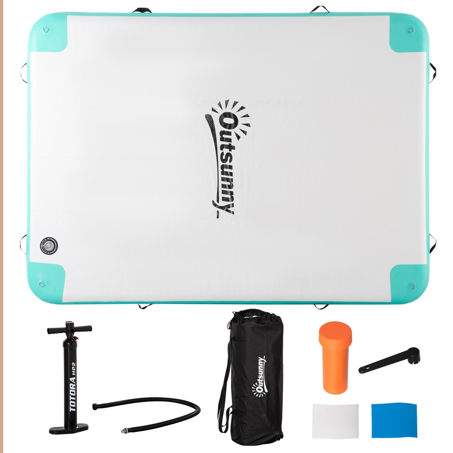 Image 997628.jpg, Product 997-628 / Price $219.99, Outsunny 8' x 6' Water Inflatable Floating Dock with Air Pump, Blue&Green from Outsunny on TSC.ca's Health & Fitness department