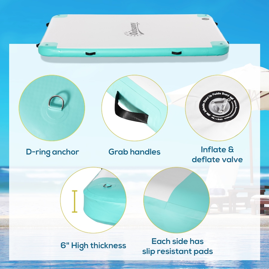 Image 997628_ALTMORE3.jpg, Product 997-628 / Price $219.99, Outsunny 8' x 6' Water Inflatable Floating Dock with Air Pump, Blue&Green from Outsunny on TSC.ca's Health & Fitness department