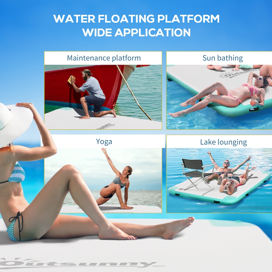 Image 997628_ALTMORE6.jpg, Product 997-628 / Price $219.99, Outsunny 8' x 6' Water Inflatable Floating Dock with Air Pump, Blue&Green from Outsunny on TSC.ca's Health & Fitness department