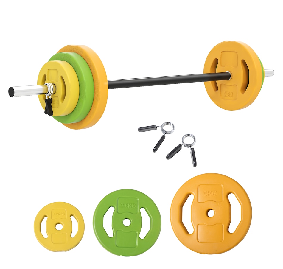 Image 997639.jpg, Product 997-639 / Price $99.99, Soozier 44lbs Barbell Set with Weights for Home Gym, with Non-slip Handle from Soozier on TSC.ca's Health & Fitness department