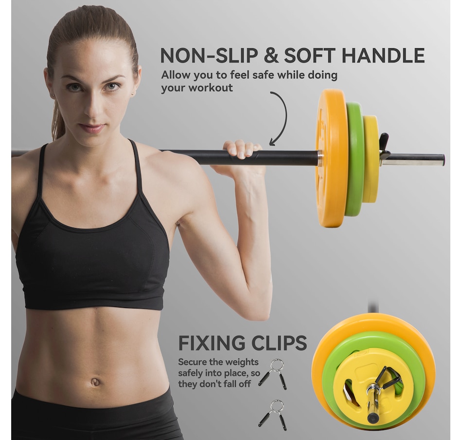 Image 997639_ALTMORE10.jpg, Product 997-639 / Price $99.99, Soozier 44lbs Barbell Set with Weights for Home Gym, with Non-slip Handle from Soozier on TSC.ca's Health & Fitness department