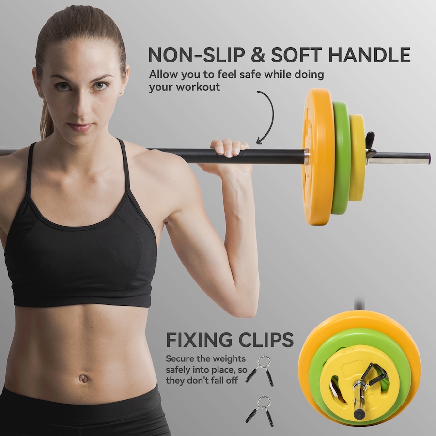 Image 997639_ALTMORE10.jpg, Product 997-639 / Price $94.99, Soozier 44lbs Barbell Set with Weights for Home Gym, with Non-slip Handle from Soozier on TSC.ca's Health & Fitness department