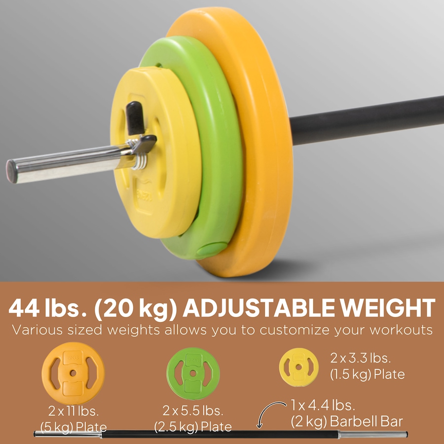 Image 997639_ALTMORE3.jpg, Product 997-639 / Price $94.99, Soozier 44lbs Barbell Set with Weights for Home Gym, with Non-slip Handle from Soozier on TSC.ca's Health & Fitness department