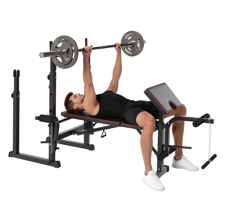 Image 997649.jpg, Product 997-649 / Price $189.99, Soozier Weight Bench with 2 Barbell Rack and Preacher Curl Bench from Soozier on TSC.ca's Health & Fitness department
