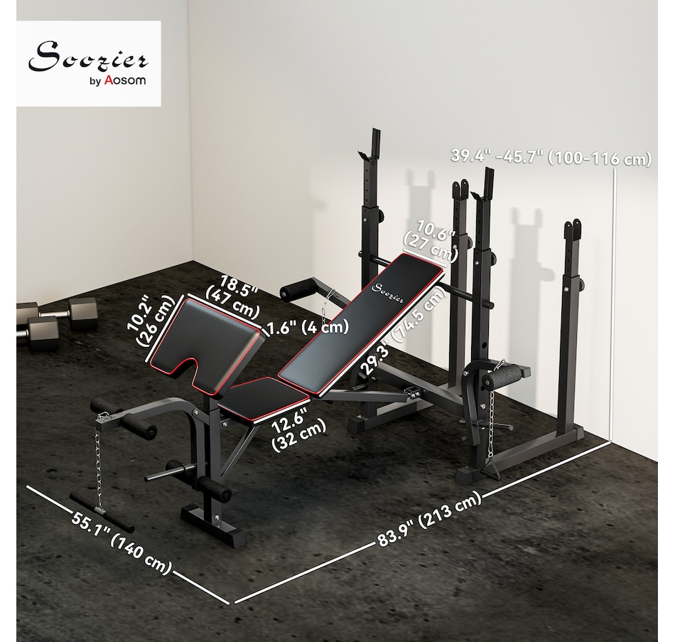 Image 997649_ALTMORE10.jpg, Product 997-649 / Price $189.99, Soozier Weight Bench with 2 Barbell Rack and Preacher Curl Bench from Soozier on TSC.ca's Health & Fitness department