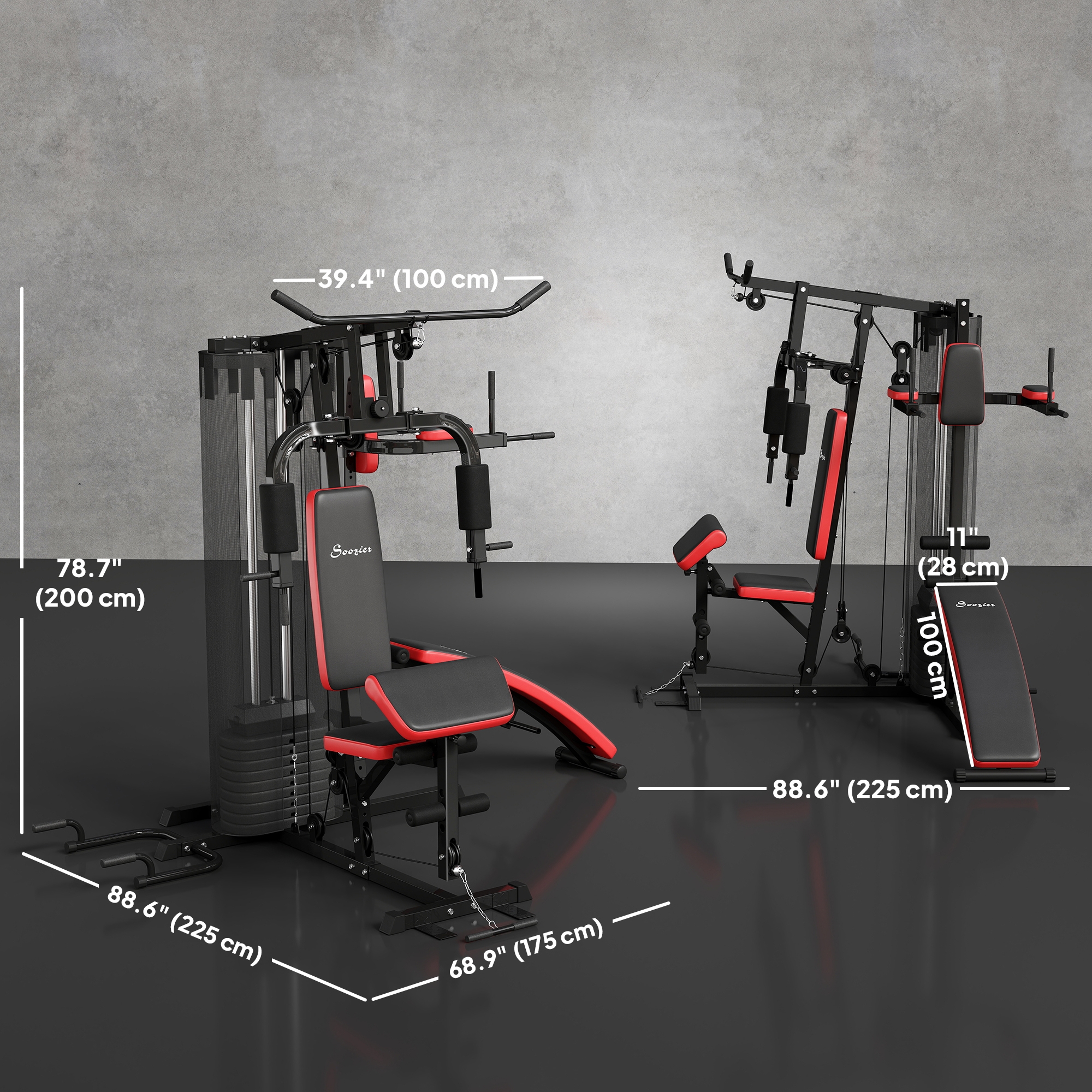 Soozier Multi Home Gym Equipment, Workout Station with 99lbs