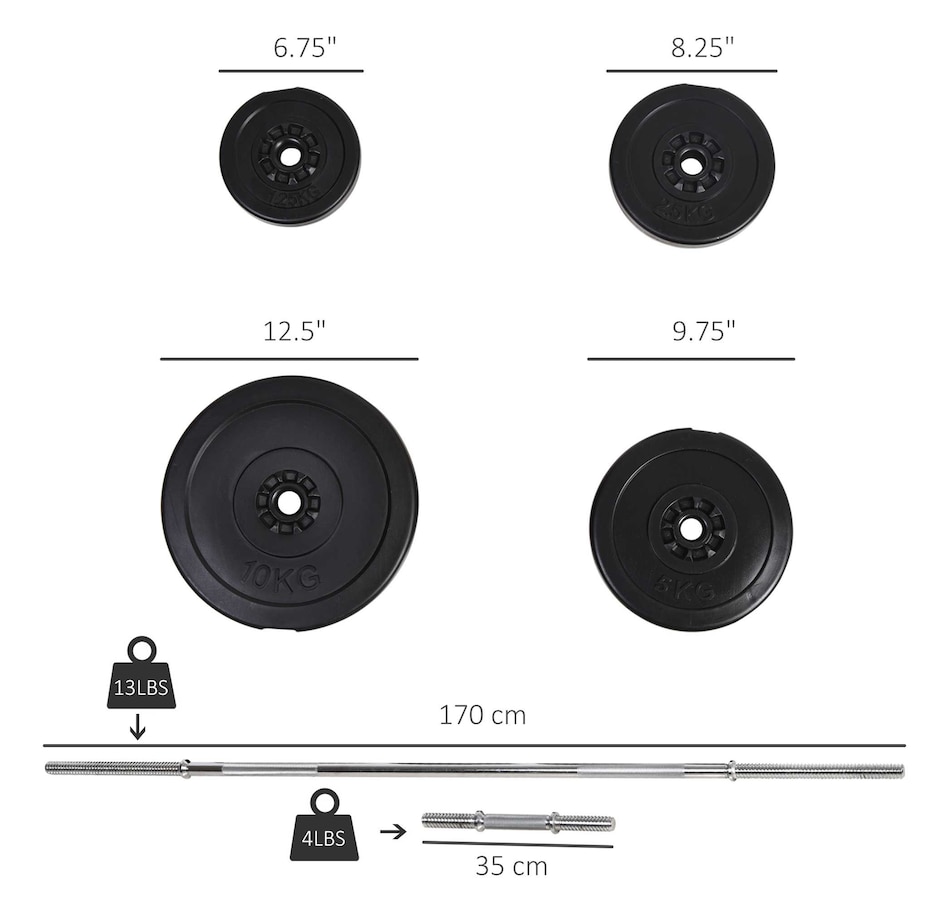 Image 997661_ALTMORE2.jpg, Product 997-661 / Price $259.99, Soozier 145lbs Dumbbell & Barbell Adjustable Set Plate Bar Clamp Rod Home Gym Sports Area Exercise from Soozier on TSC.ca's Health & Fitness department