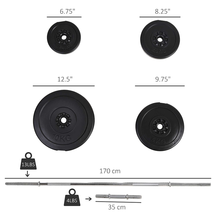 Image 997661_ALTMORE2.jpg, Product 997-661 / Price $229.99, Soozier 145lbs Dumbbell & Barbell Adjustable Set Plate Bar Clamp Rod Home Gym Sports Area Exercise from Soozier on TSC.ca's Health & Fitness department