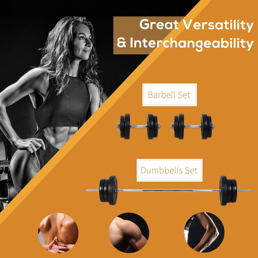 Image 997661_ALTMORE3.jpg, Product 997-661 / Price $229.99, Soozier 145lbs Dumbbell & Barbell Adjustable Set Plate Bar Clamp Rod Home Gym Sports Area Exercise from Soozier on TSC.ca's Health & Fitness department
