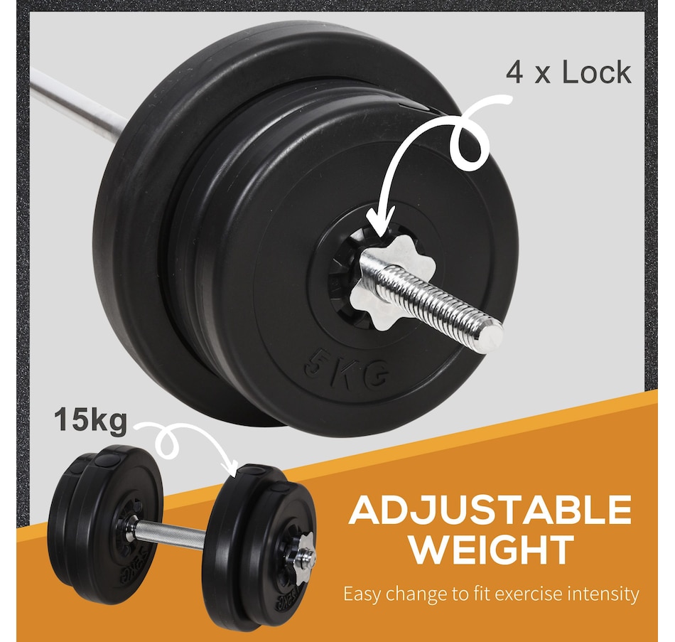 Image 997661_ALTMORE4.jpg, Product 997-661 / Price $259.99, Soozier 145lbs Dumbbell & Barbell Adjustable Set Plate Bar Clamp Rod Home Gym Sports Area Exercise from Soozier on TSC.ca's Health & Fitness department