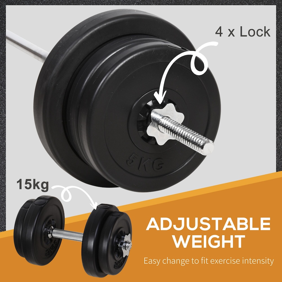 Image 997661_ALTMORE4.jpg, Product 997-661 / Price $229.99, Soozier 145lbs Dumbbell & Barbell Adjustable Set Plate Bar Clamp Rod Home Gym Sports Area Exercise from Soozier on TSC.ca's Health & Fitness department