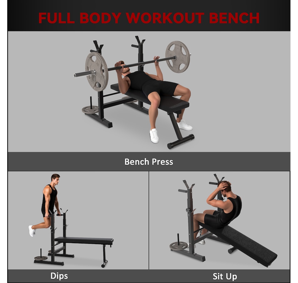 Image 997663_ALTMORE10.jpg, Product 997-663 / Price $134.99, Soozier Adjustable Weight Bench Foldable Bench Press w/ Barbell Rack Black from Soozier on TSC.ca's Health & Fitness department