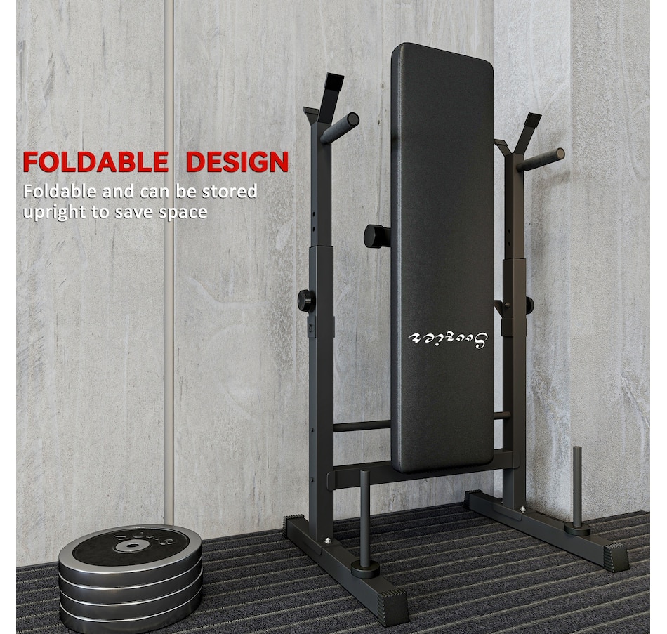 Image 997663_ALTMORE14.jpg, Product 997-663 / Price $134.99, Soozier Adjustable Weight Bench Foldable Bench Press w/ Barbell Rack Black from Soozier on TSC.ca's Health & Fitness department