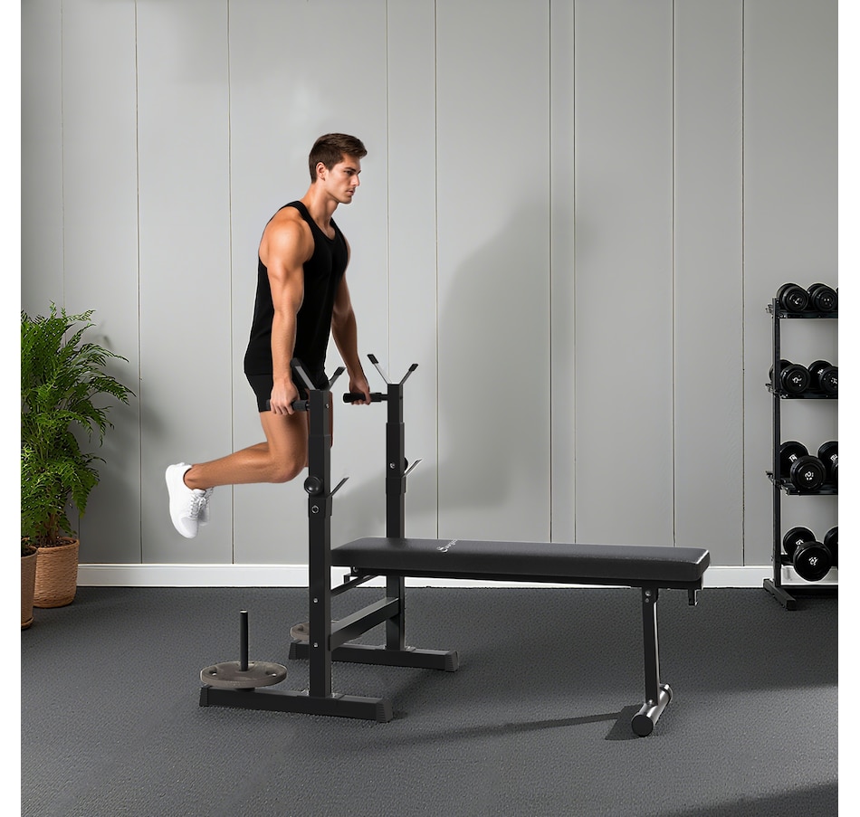 Image 997663_ALTMORE16.jpg, Product 997-663 / Price $134.99, Soozier Adjustable Weight Bench Foldable Bench Press w/ Barbell Rack Black from Soozier on TSC.ca's Health & Fitness department