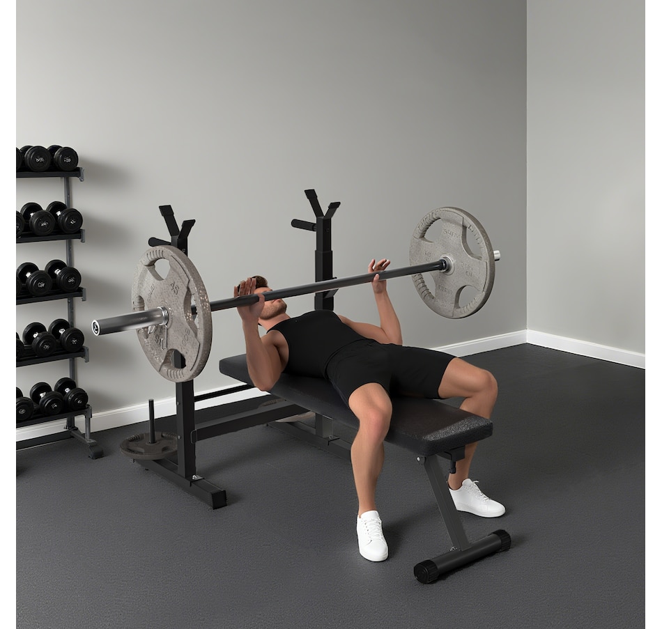 Image 997663_ALTMORE9.jpg, Product 997-663 / Price $134.99, Soozier Adjustable Weight Bench Foldable Bench Press w/ Barbell Rack Black from Soozier on TSC.ca's Health & Fitness department