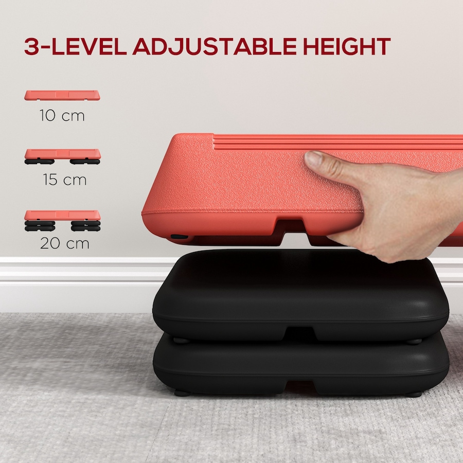 Image 997665_ALTMORE3.jpg, Product 997-665 / Price $59.99, Soozier Aerobic Exercise Step, 3-Level Height Adjustable Stepper, Red from Soozier on TSC.ca's Health & Fitness department