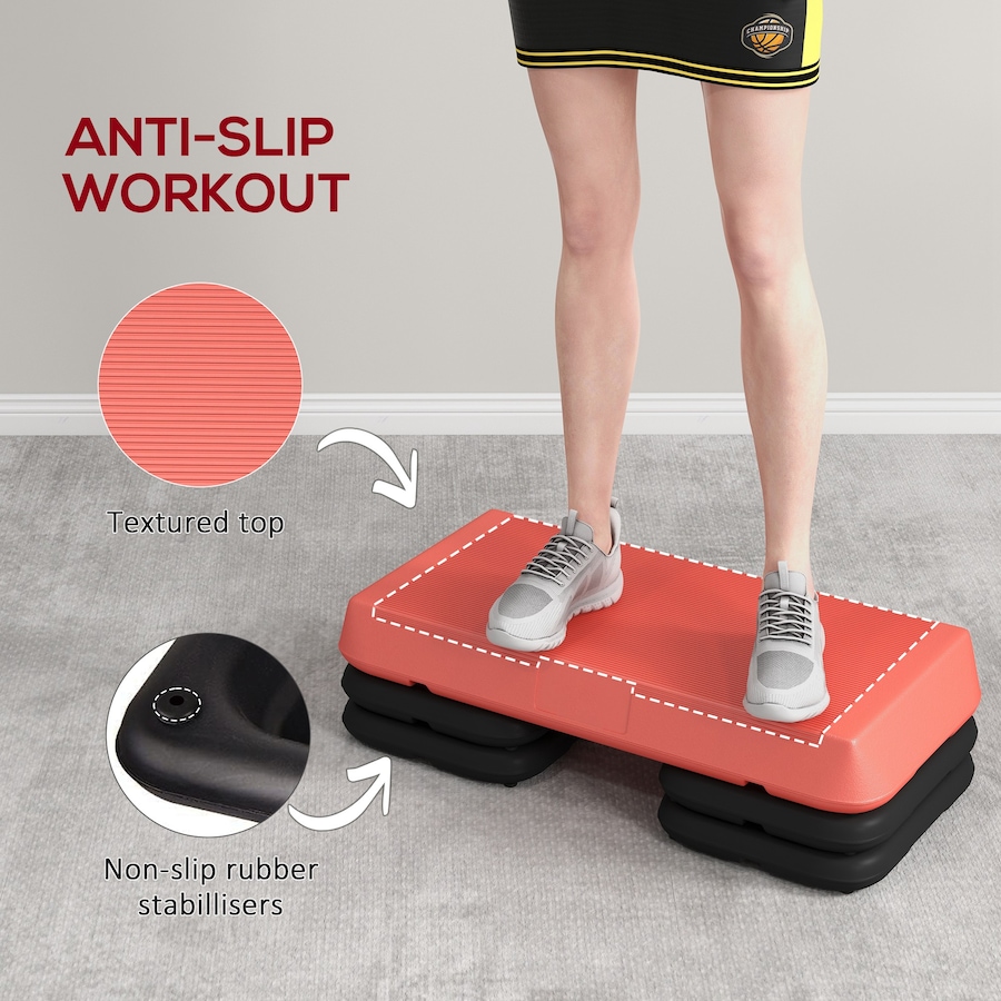 Image 997665_ALTMORE4.jpg, Product 997-665 / Price $59.99, Soozier Aerobic Exercise Step, 3-Level Height Adjustable Stepper, Red from Soozier on TSC.ca's Health & Fitness department