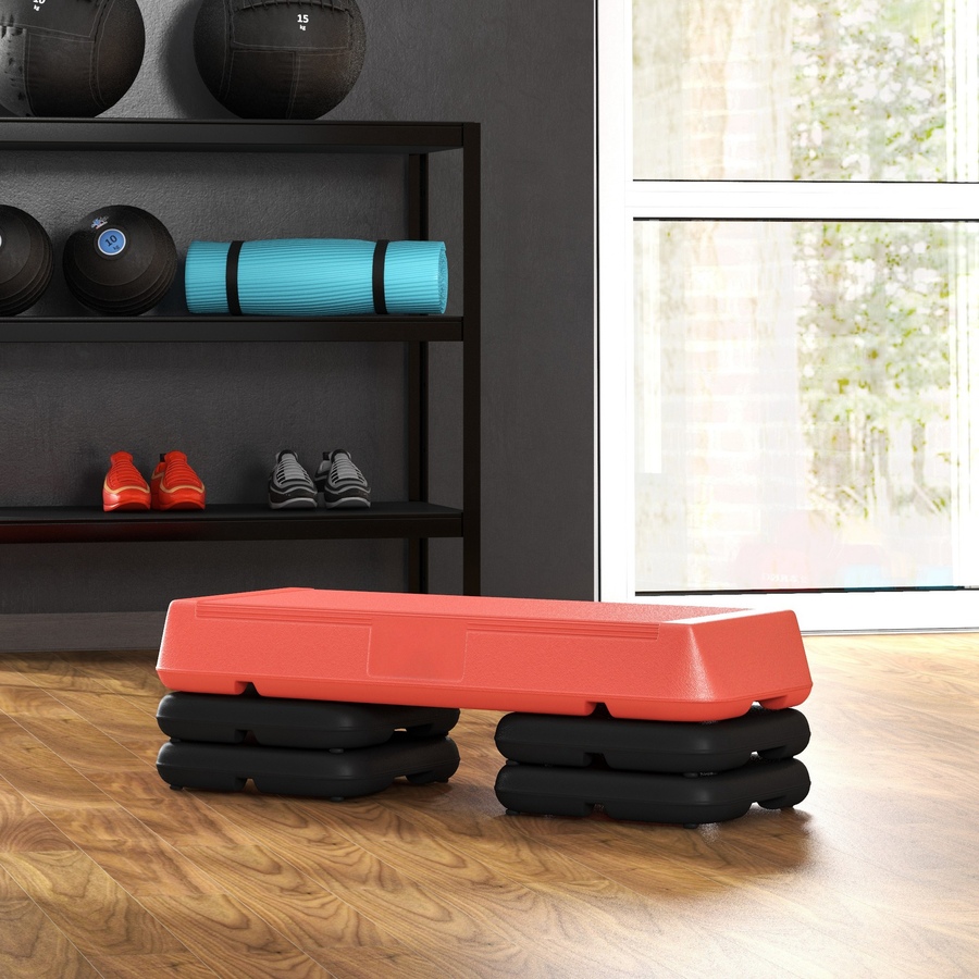 Image 997665_ALTMORE6.jpg, Product 997-665 / Price $59.99, Soozier Aerobic Exercise Step, 3-Level Height Adjustable Stepper, Red from Soozier on TSC.ca's Health & Fitness department