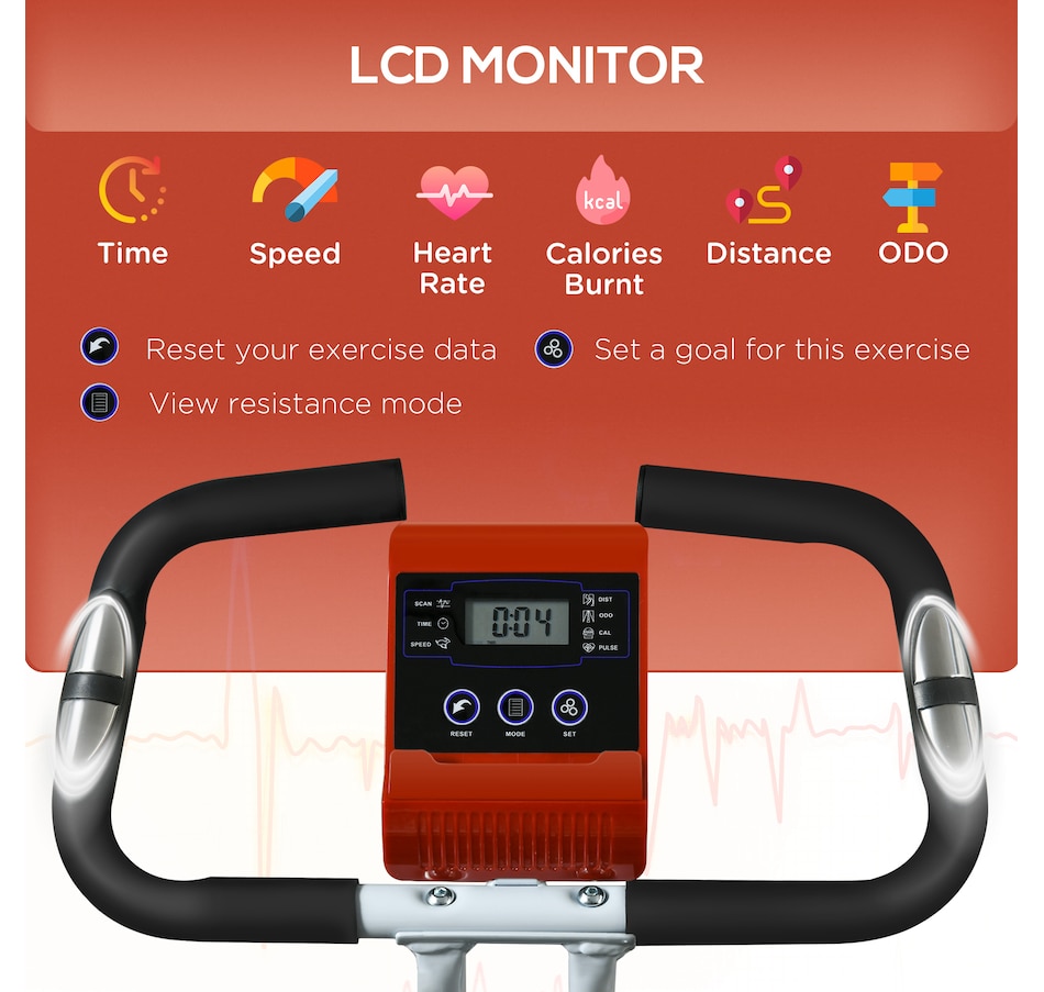 Image 997669_ALTMORE3.jpg, Product 997-669 / Price $144.99, Soozier Foldable Exercise Bike with 8-Level Resistance and Wheels, Red from Soozier on TSC.ca's Health & Fitness department