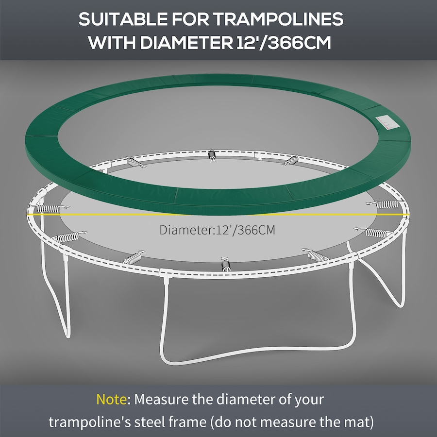 Image 997673_ALTMORE4.jpg, Product 997-673 / Price $40.99, Soozier ⌀8ft Trampoline Pad ⌀96" Spring Safety Replacement Gym Bounce Jump Cover EPE Foam Green from Soozier on TSC.ca's Health & Fitness department