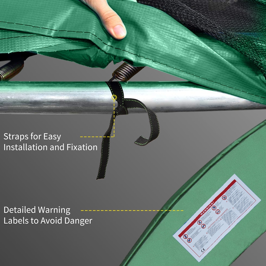 Image 997673_ALTMORE5.jpg, Product 997-673 / Price $40.99, Soozier ⌀8ft Trampoline Pad ⌀96" Spring Safety Replacement Gym Bounce Jump Cover EPE Foam Green from Soozier on TSC.ca's Health & Fitness department