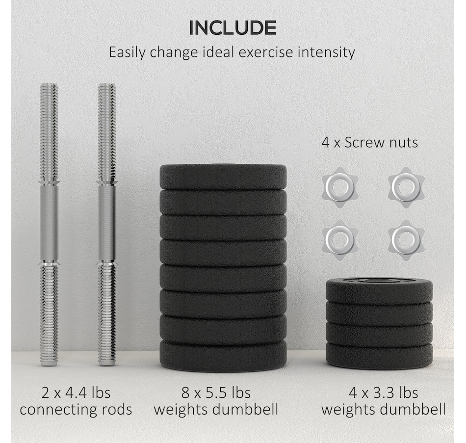 Image 997677_ALTMORE5.jpg, Product 997-677 / Price $94.99, Soozier 66 lbs Adjustable Dumbbells Weight Set for Body Fitness, Black from Soozier on TSC.ca's Health & Fitness department