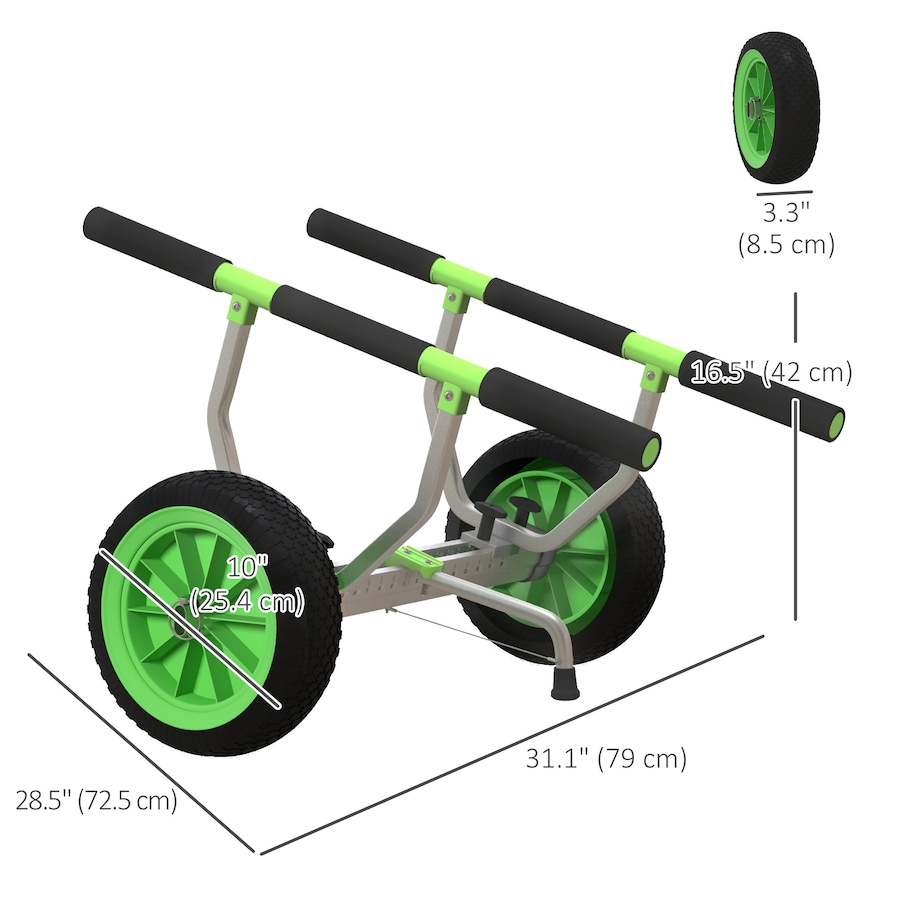 Image 997689_ALTMORE2.jpg, Product 997-689 / Price $94.99, Soozier Kayak Cart with Adjustable Width and Large Wheels, Green from Soozier on TSC.ca's Health & Fitness department